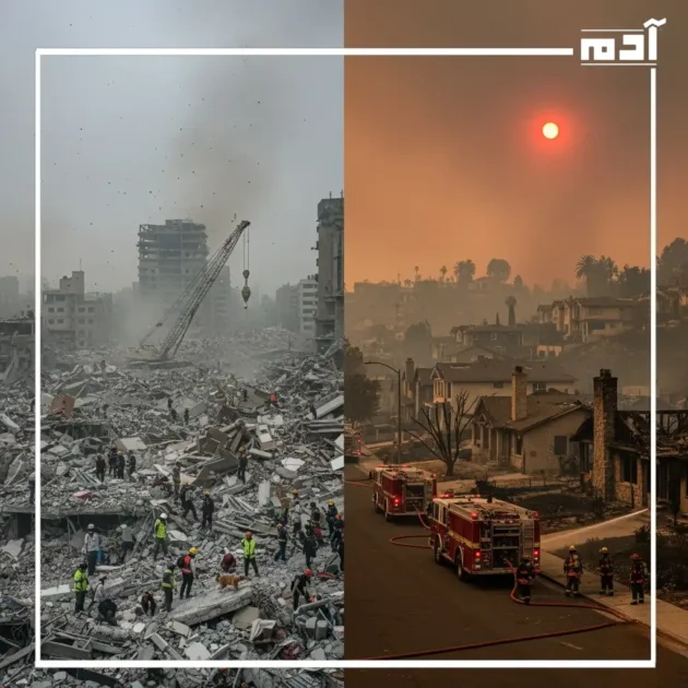 مقارنة بين الخسائر في غزة وكاليفورنيا