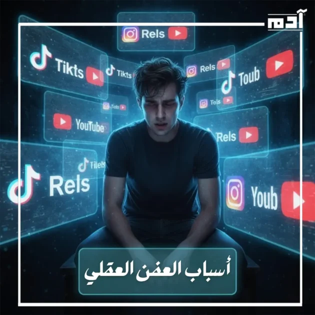 شاب محاط بشاشات مضيئة لتطبيقات التواصل الاجتماعي