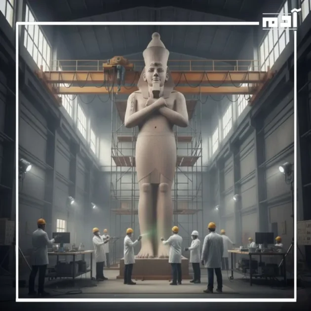 ترميم تمثال رمسيس الثاني